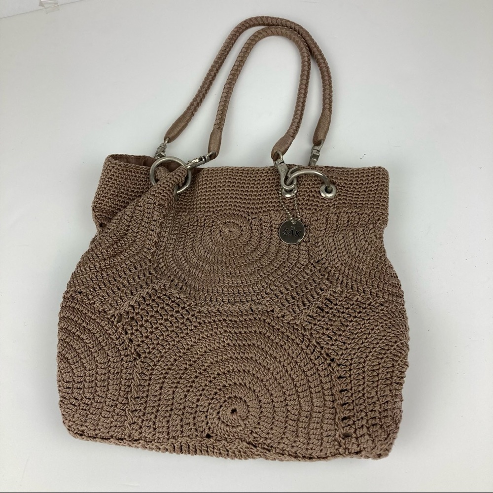 The Sak tan crochet shoulder bag